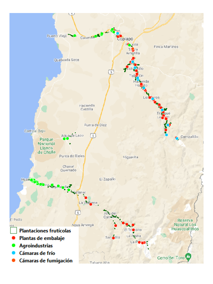 Catastro Frutícola, Región de Atacama, actualización año 2021, escala 1:10.000